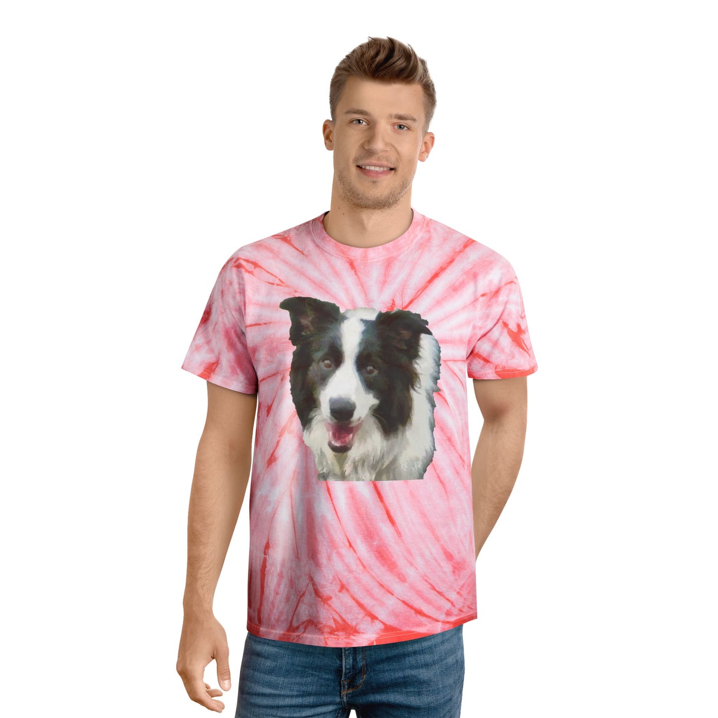 Border Collie #2 - Unisex Cotton Tie-Dye Tee, Cyclone