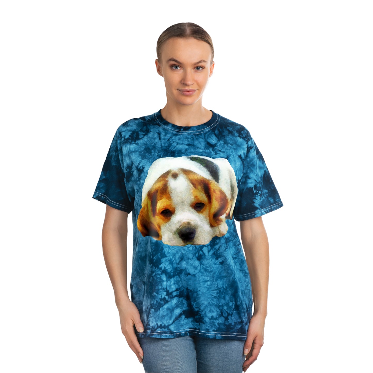 English Foxhound 'Sasha' Unisex Cotton - Tie-Dye Tee, Crystal