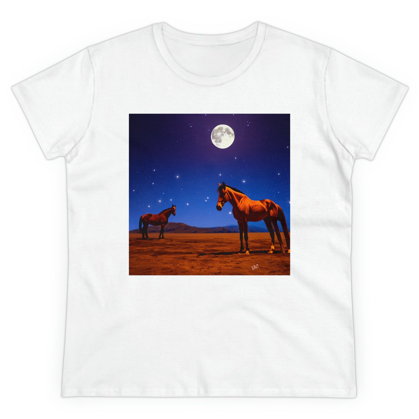 Horses in moonlight - Women's Midweight Cotton Tee