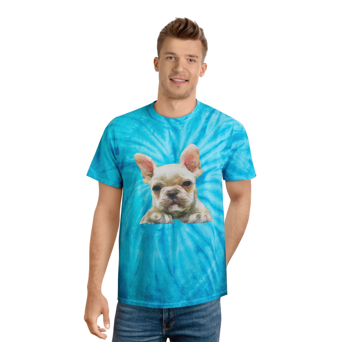 French Bulldog '2' Unisex Tie-Dye Tee, Cyclone