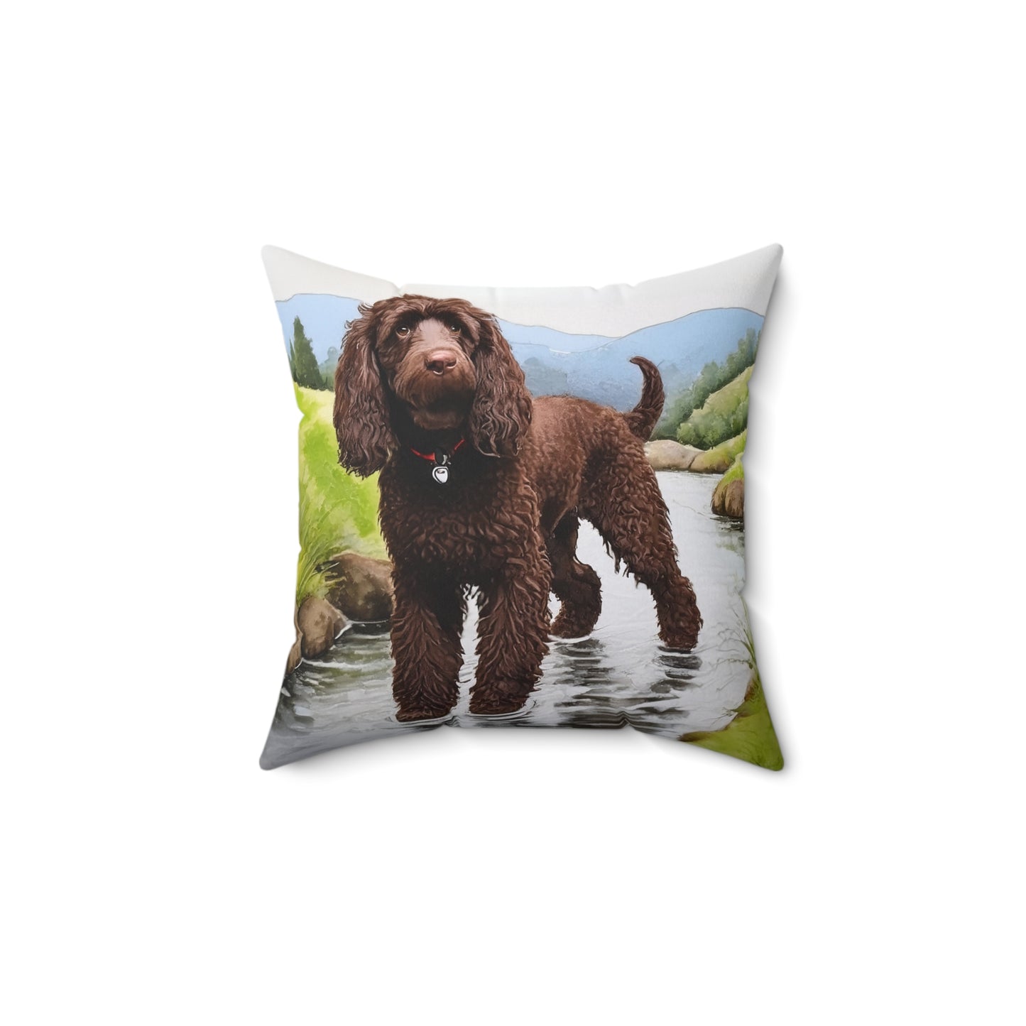 Irish Water Spaniel Spun Polyester Square Pillow