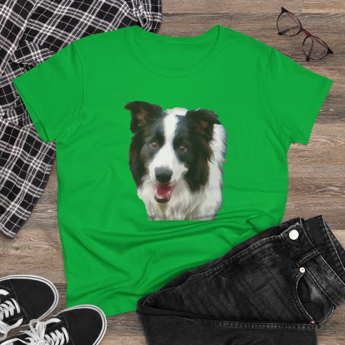 Border Collie '#2' Women's Midweight Cotton Tee