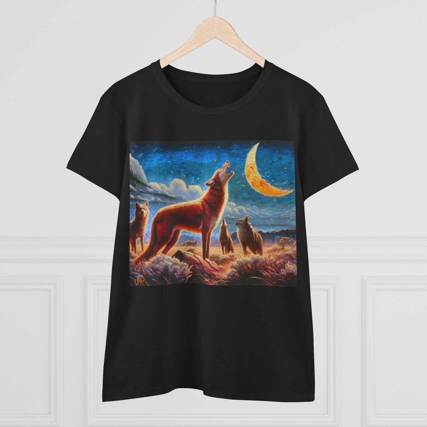 Coyotees under Moonlight Women's Midweight Cotton Tee