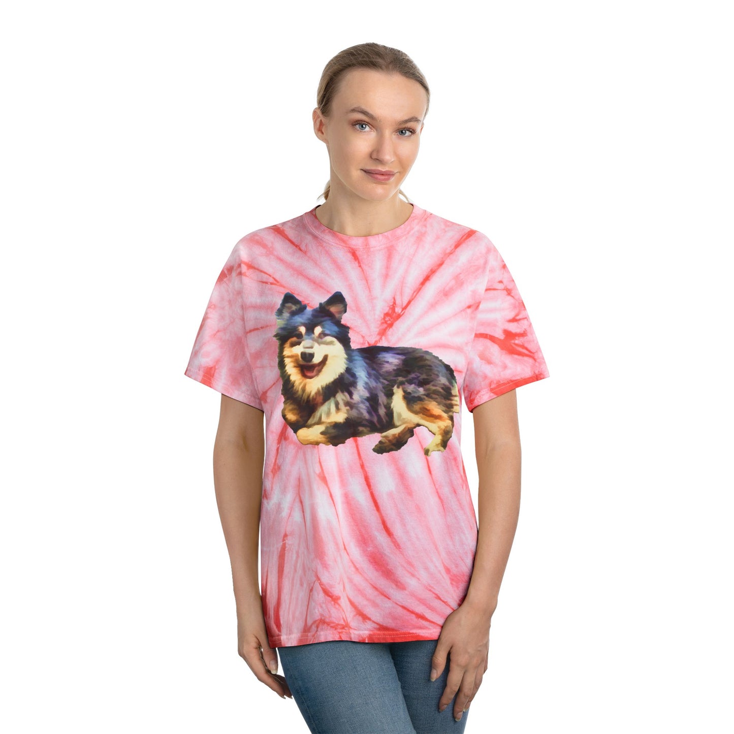 Finnish Lapphund Unisex Cotton Tie-Dye Tee, Cyclone
