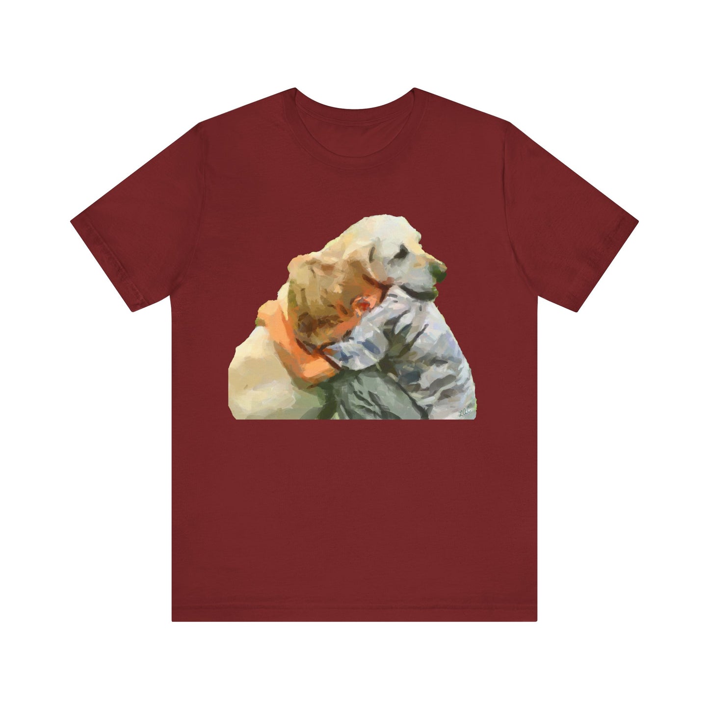 Yellow Labrador Retriever and Child - Unisex Jersey Short Sleeve Tee