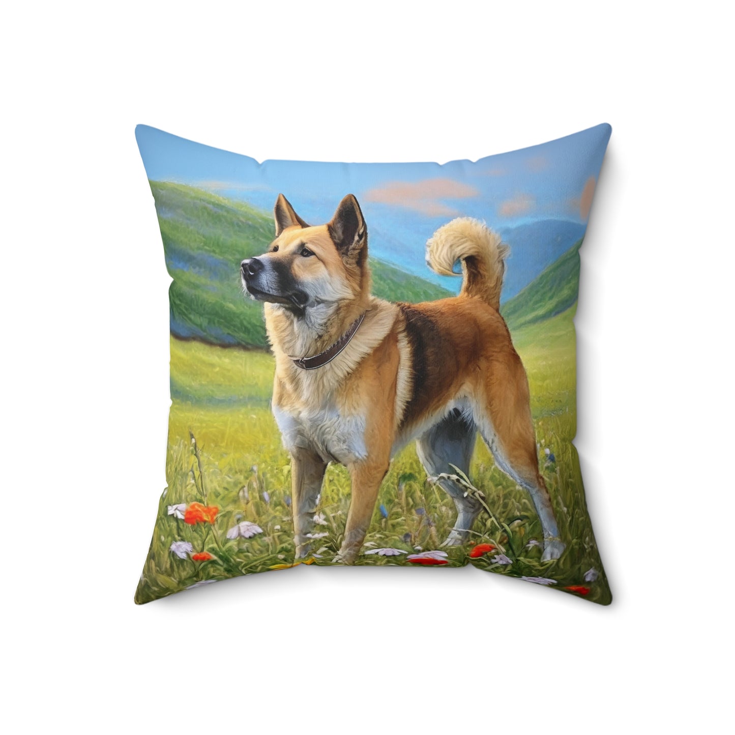 Korean Jindo Spun Polyester Throw Pillow