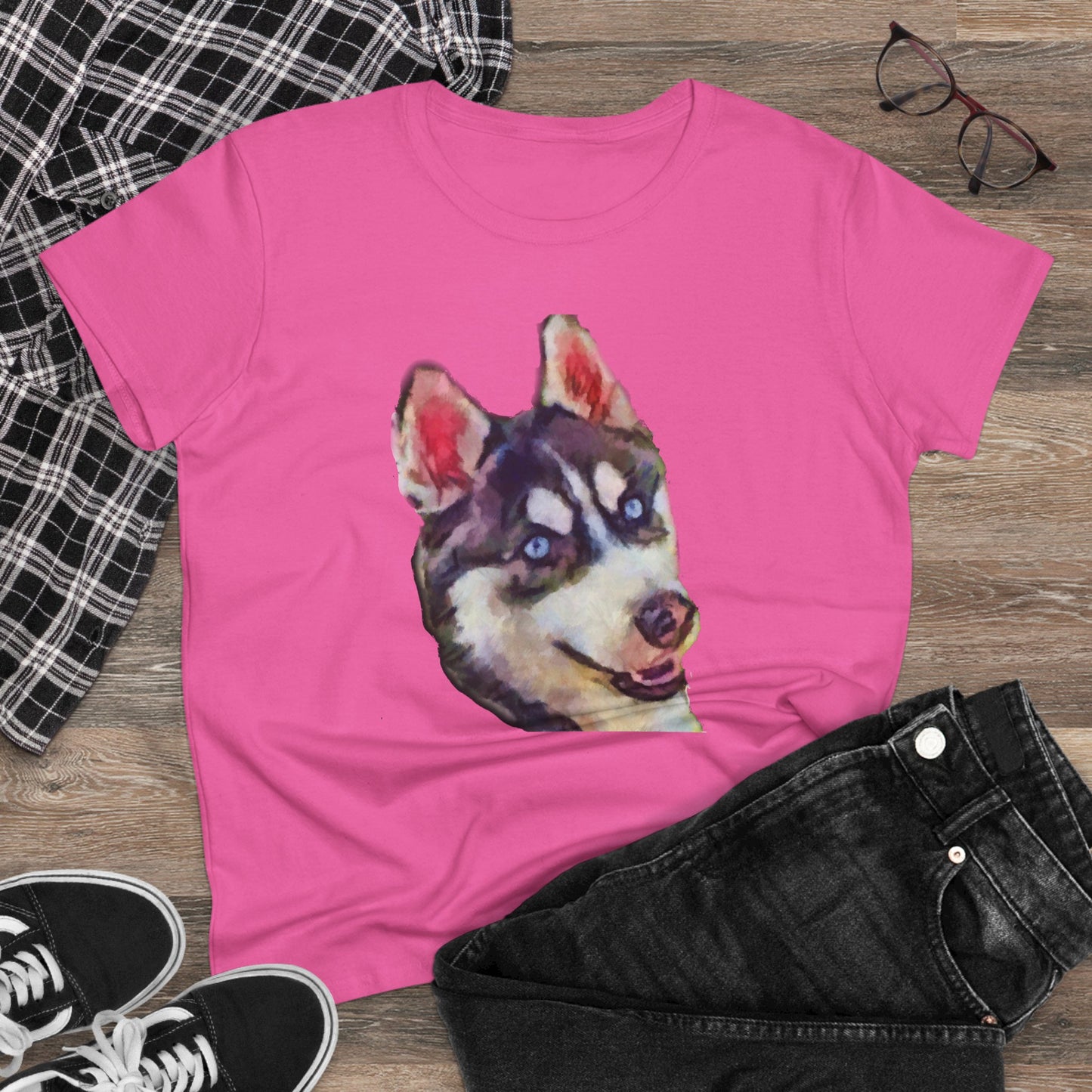 Siberian Husky 'Iditarod' Women's Midweight Cotton Tee