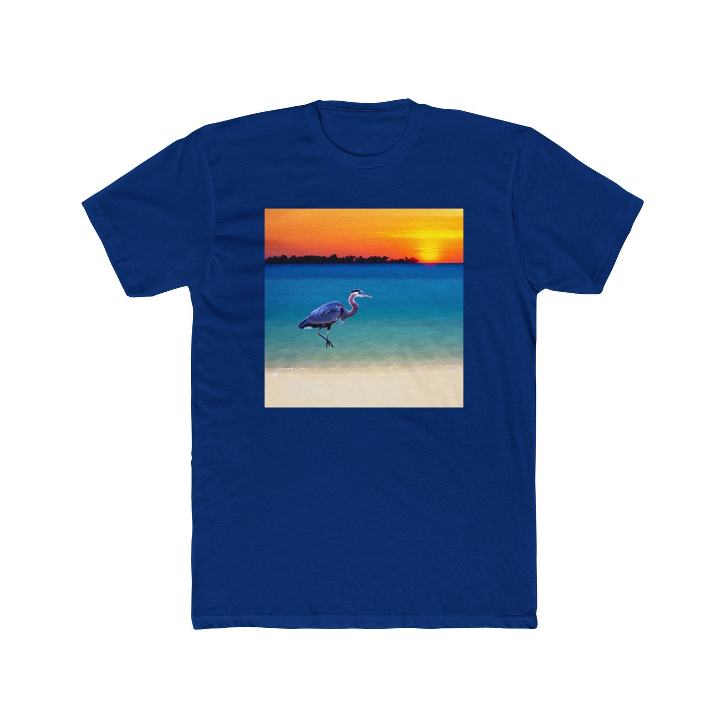 Blue Heron in Sunset - Men's Cotton Crew Tee
