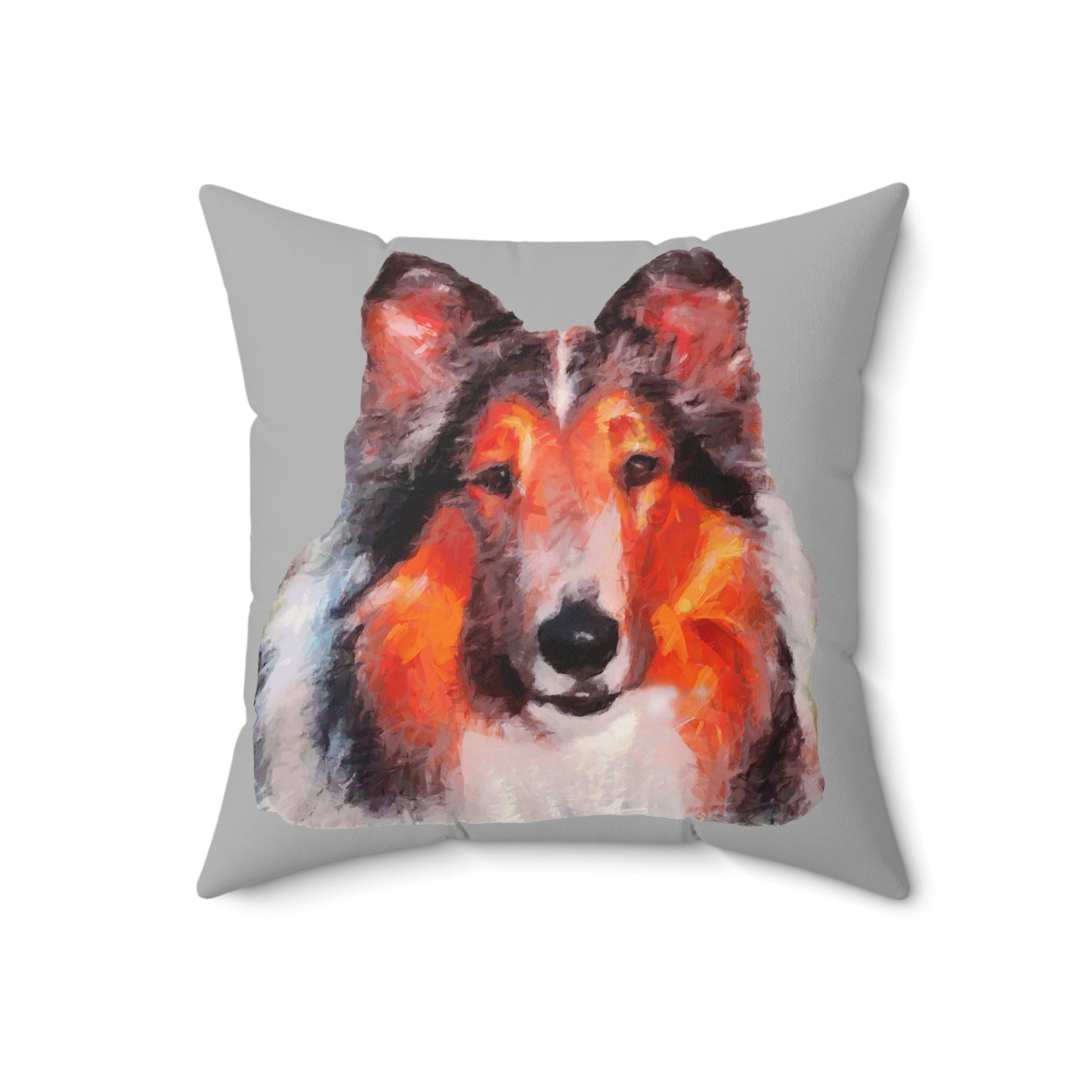Rough Coated Collie Spun Polyester Throw Pillow