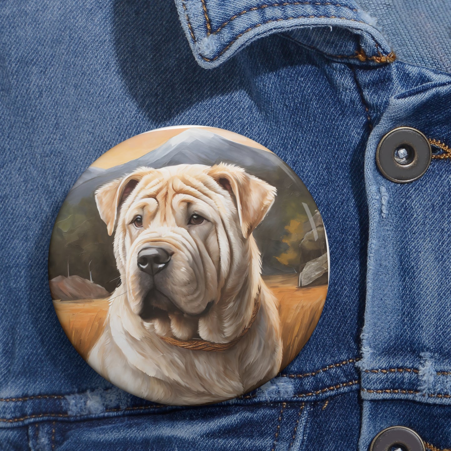 Exquisite Chinese Shar-Pei Metal Pinback Buttons
