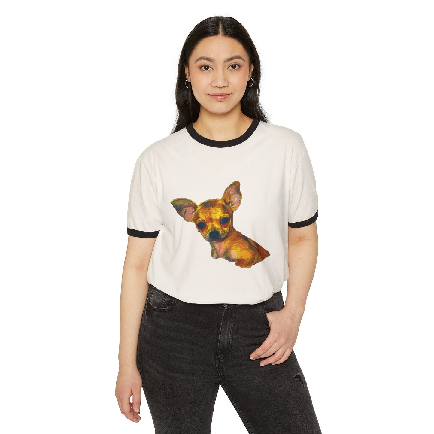 Chihuahua 'Belle' Classic Cotton Ringer T-Shirt
