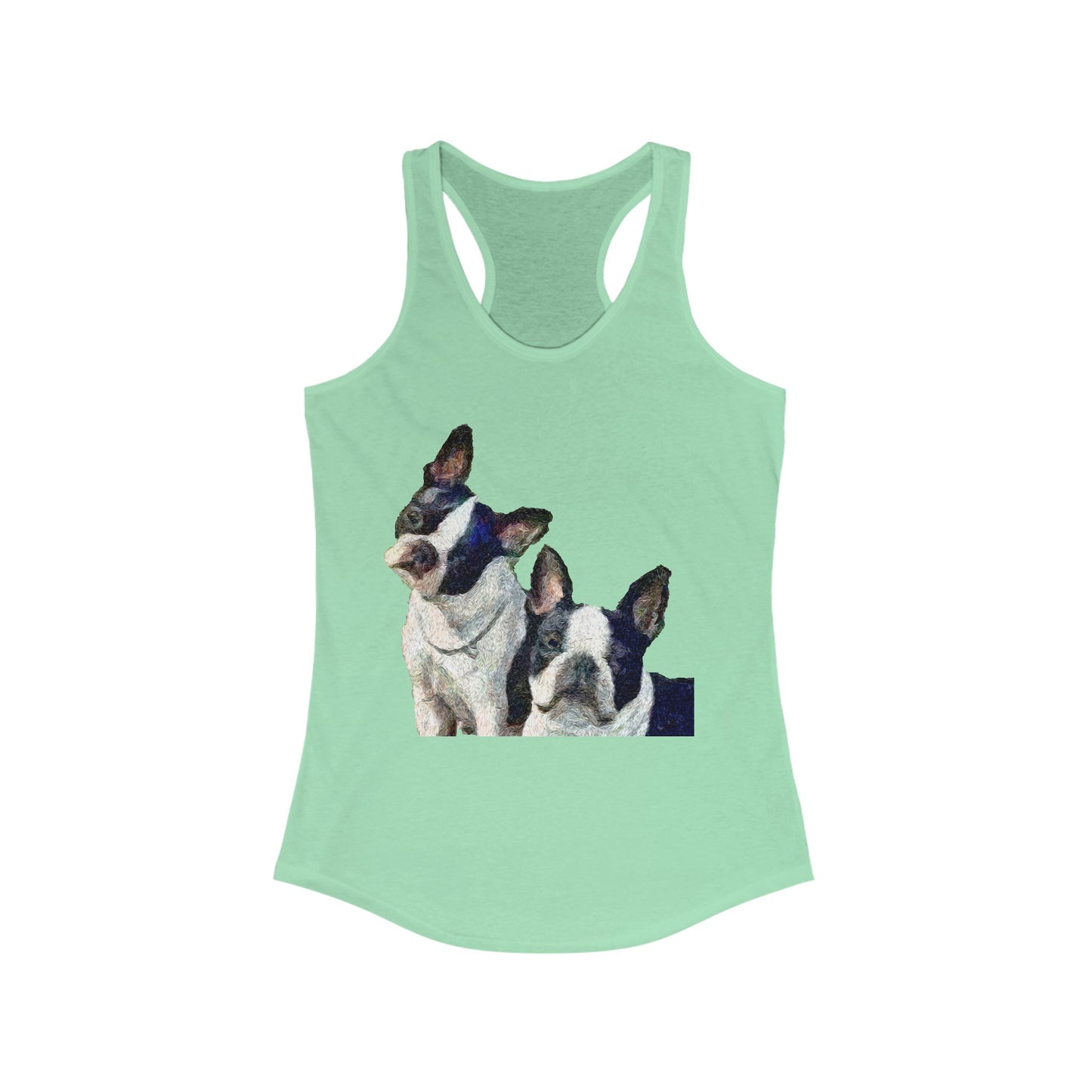 Skipper & Dee Dee: Boston Terriers Women's Racerback Tank