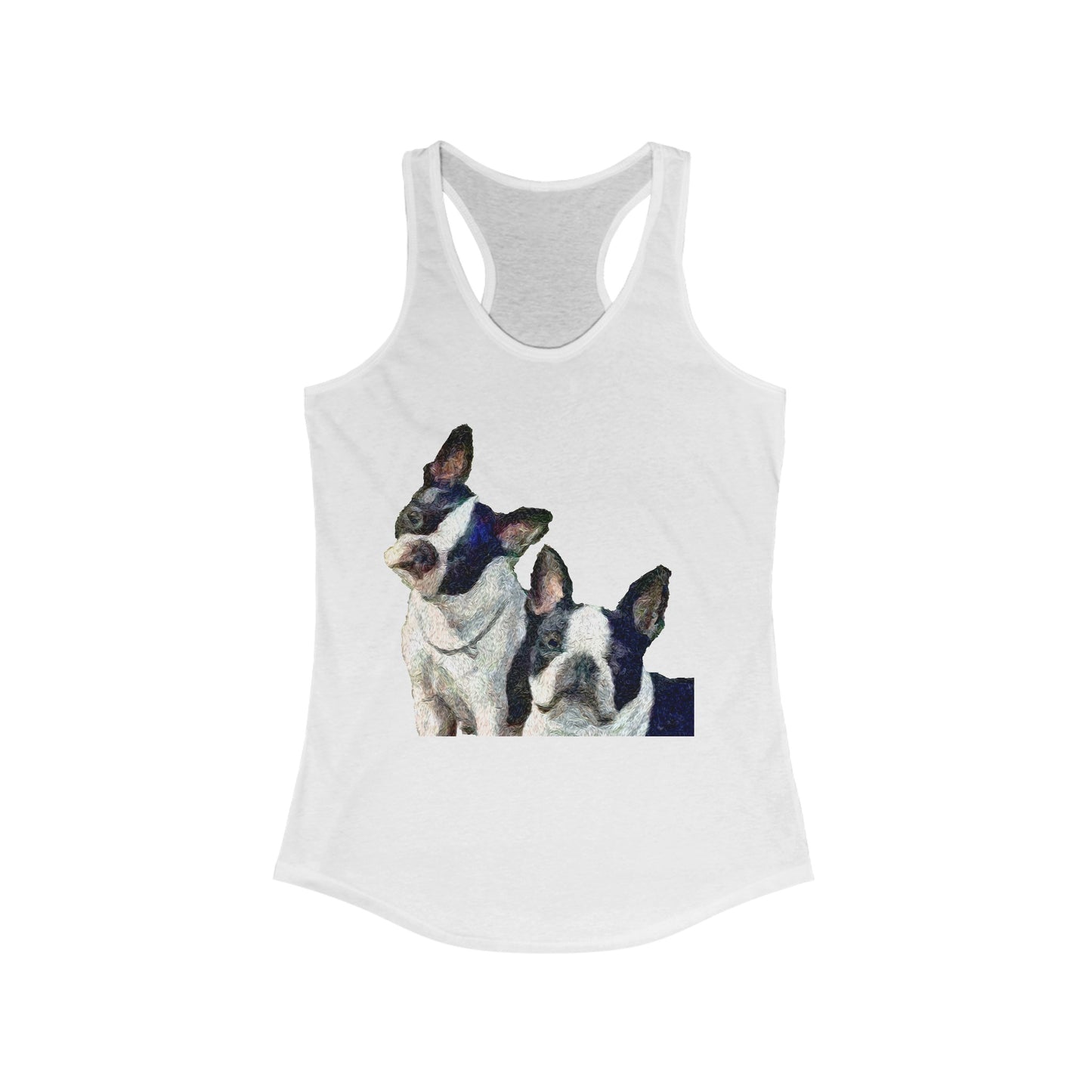 Skipper & Dee Dee: Boston Terriers Women's Racerback Tank