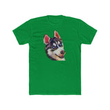 Siberian Husky 'Iditarod' Men's Fitted Cotton Crew Tee