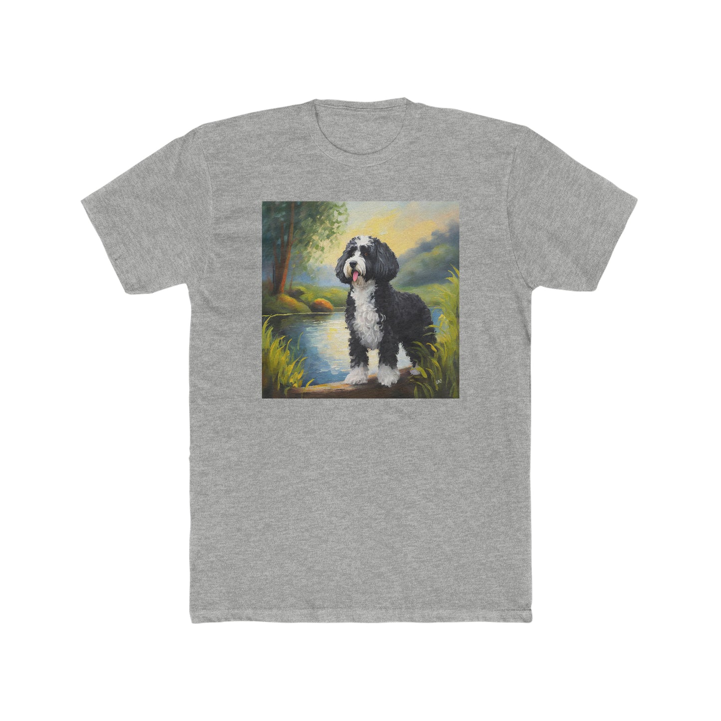 Portuguese Water Dog -- Men's Fitted Cotton Crew Tee