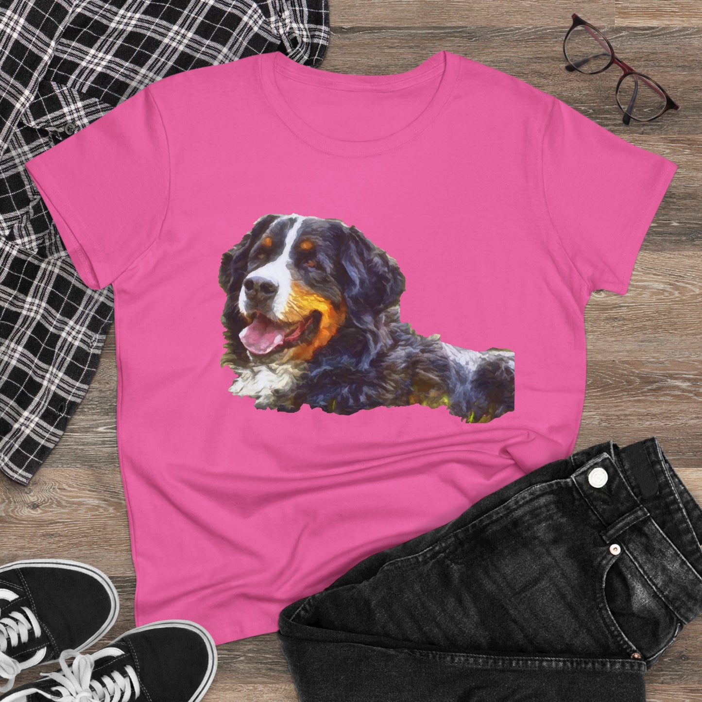 Bernese Mountain Dog Women's Midweight Cotton Tee