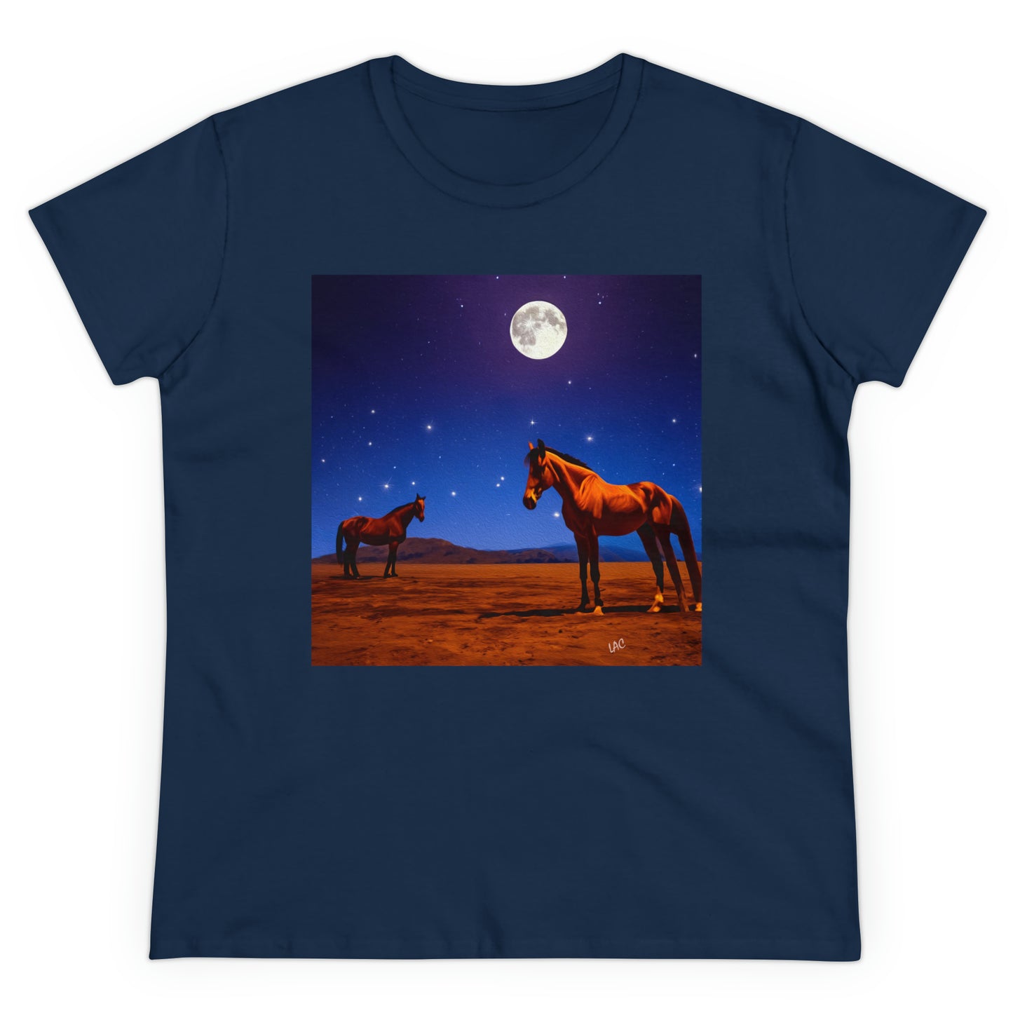 Horses in moonlight - Women's Midweight Cotton Tee