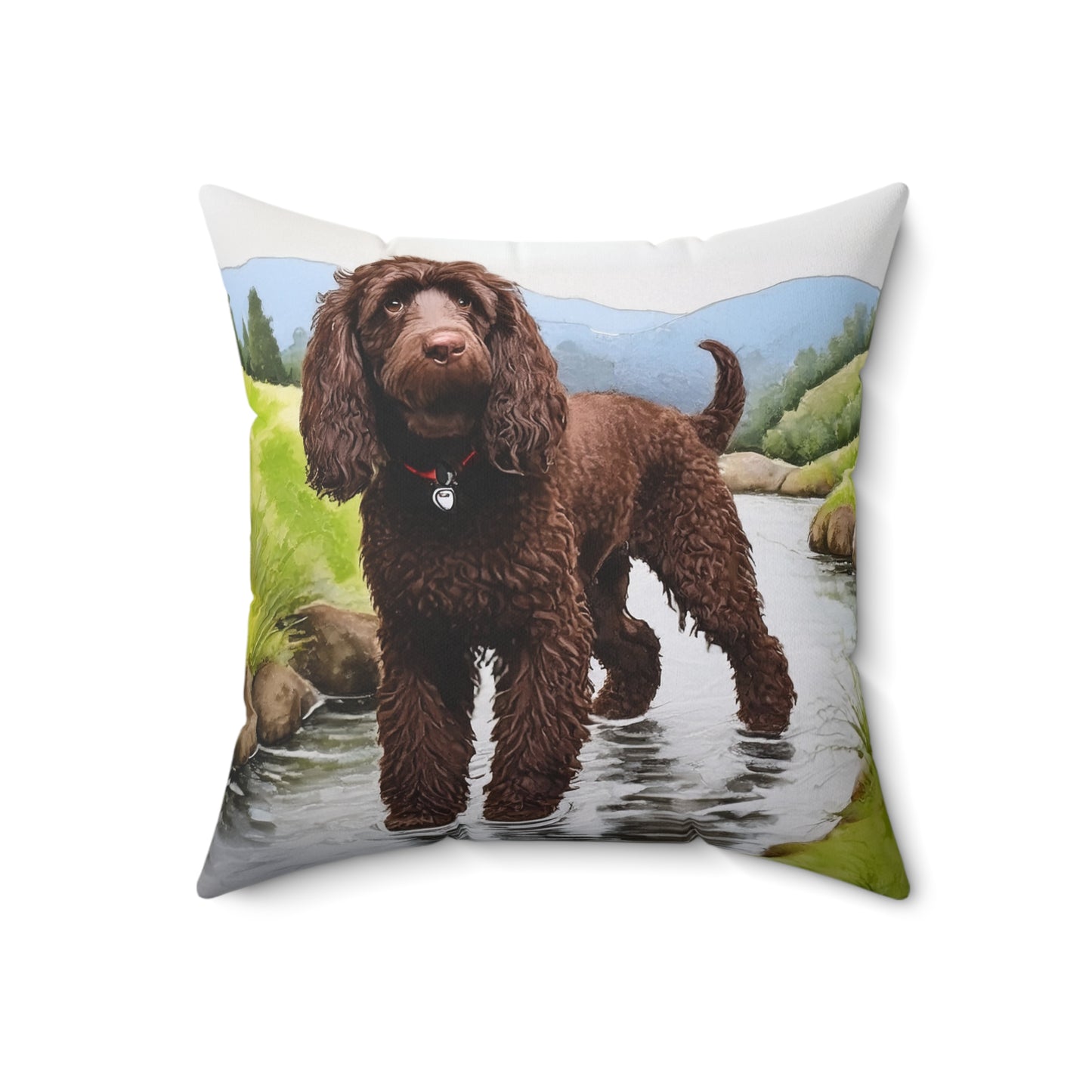 Irish Water Spaniel Spun Polyester Square Pillow