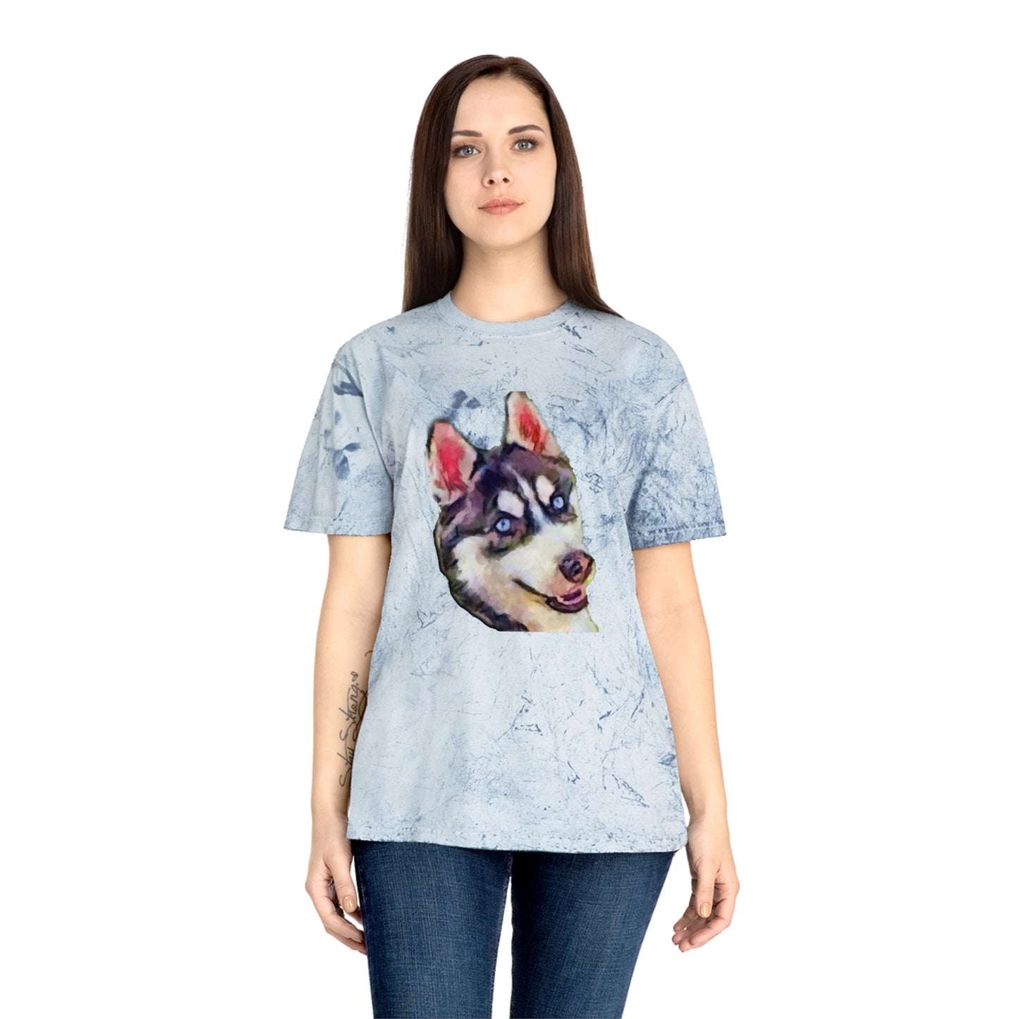 Siberian Husky 'Iditarod' Unisex Cotton Color Blast T-Shirt