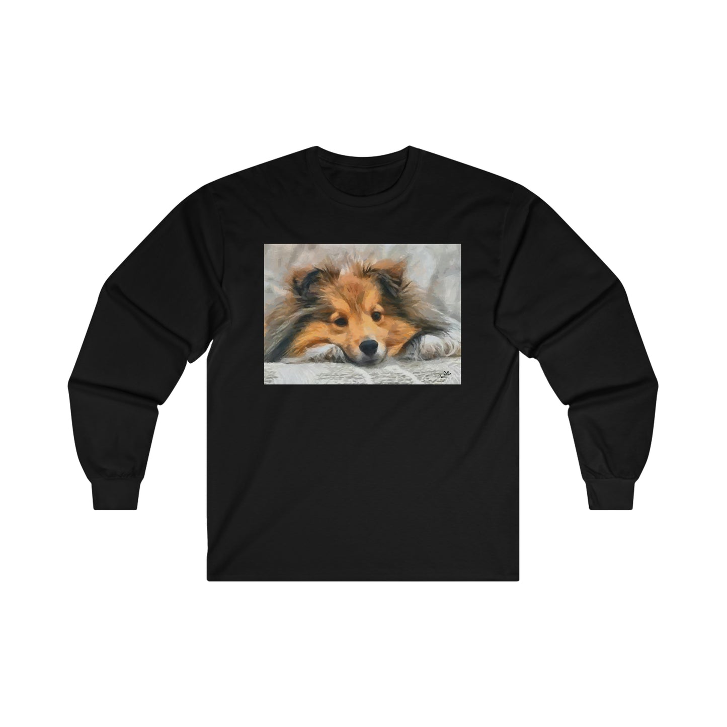 Shetland Sheepdog 'Sleepy Sheltie' Unisex Cotton Long Sleeve Tee
