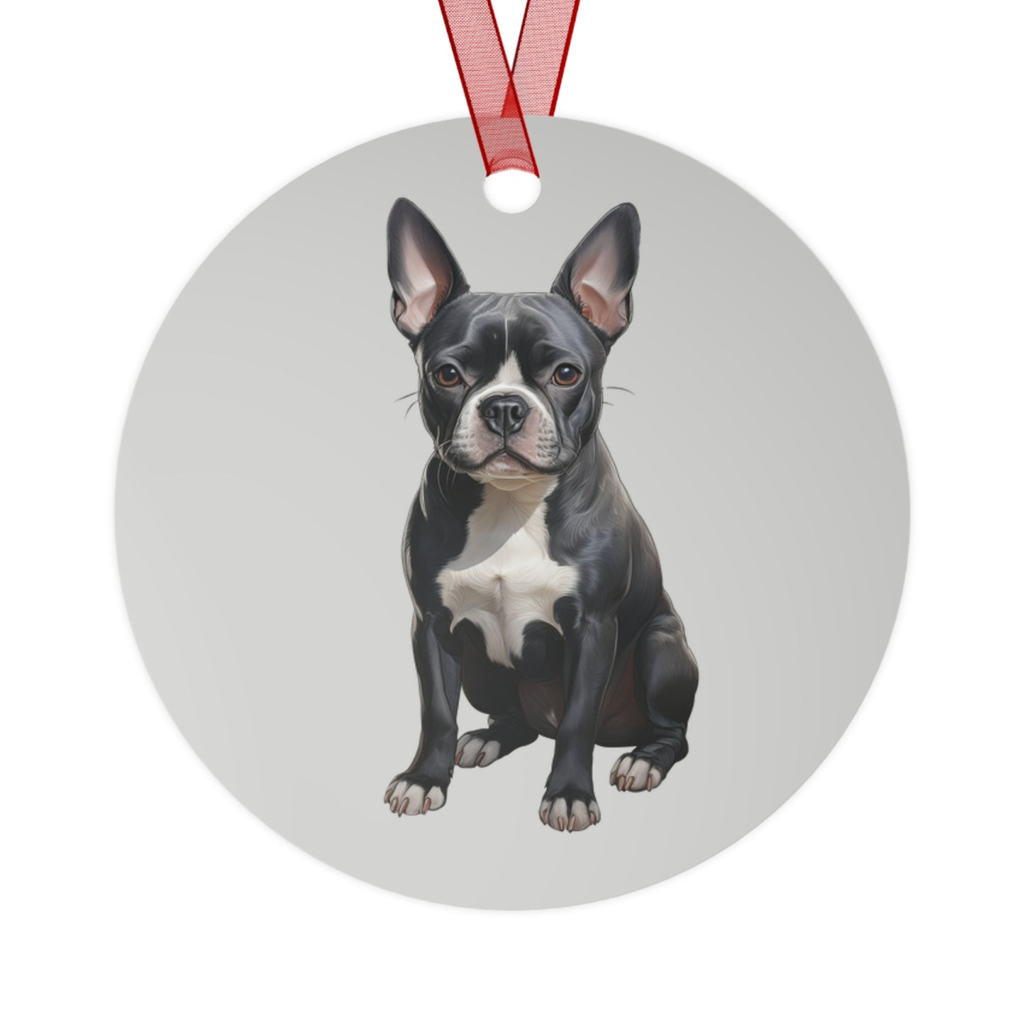 Blue Boston Terrier - Christmas Tree Metal Ornaments