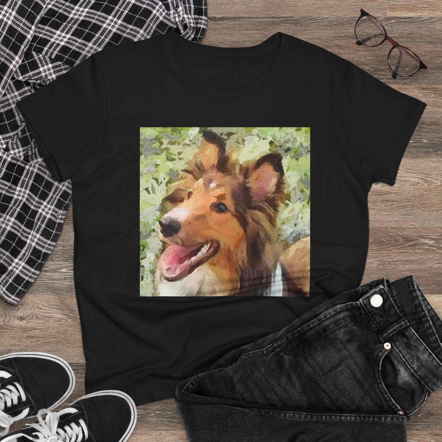 Sheltie - Shetland Sheep Dog 'Sheltie Mae' Women's Midweight Cotton Tee