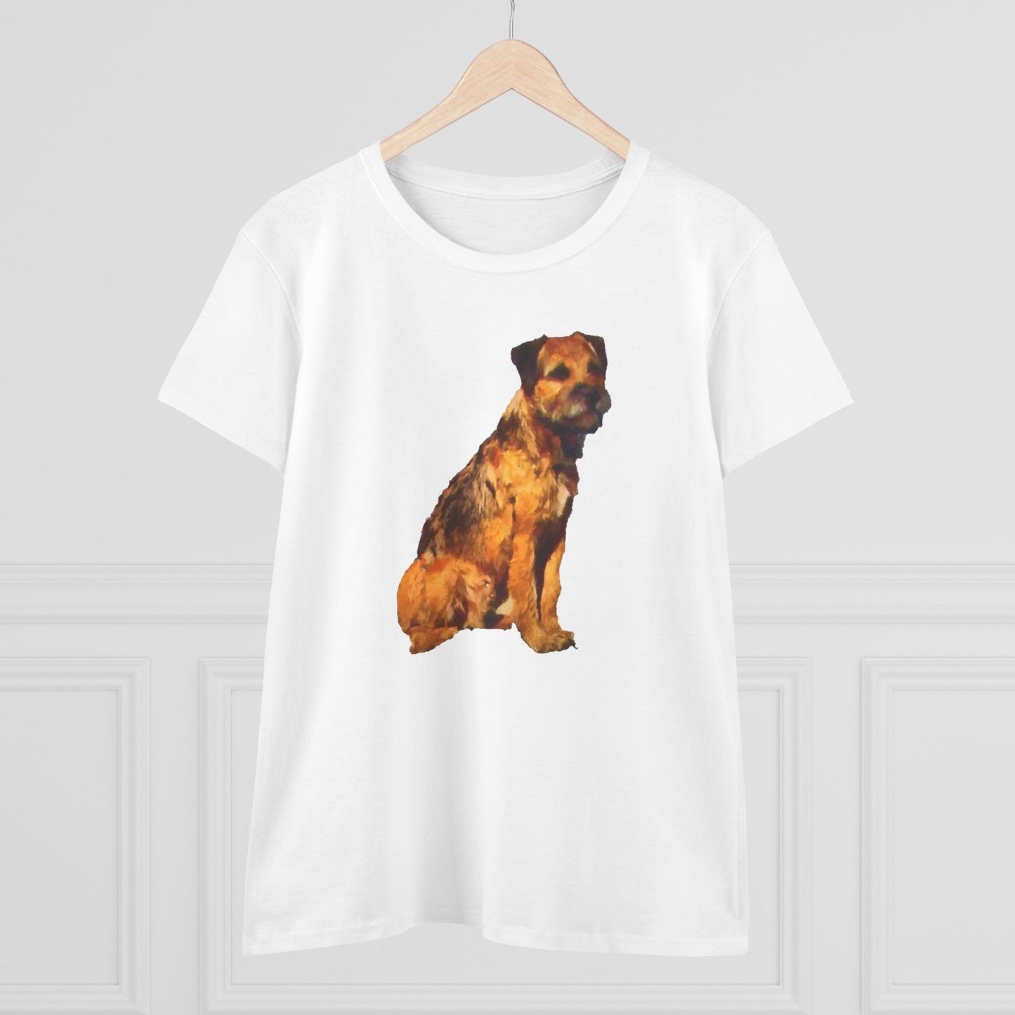 Charming Border Terrier 'Andrew' Women's Midweight Cotton Tee