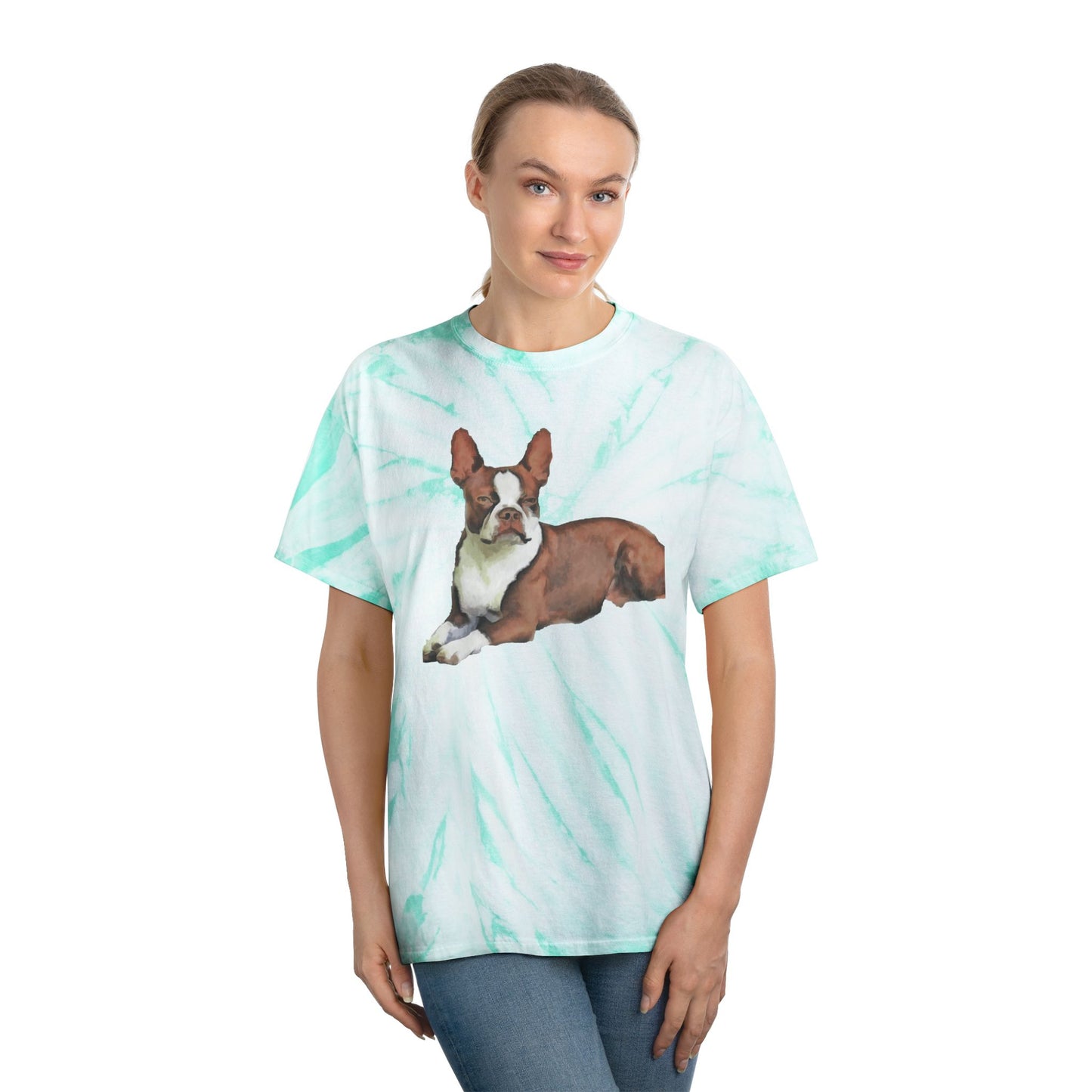 Boston Terrier 'Seely' Unisex Cotton Tie-Dye Tee, Cyclone