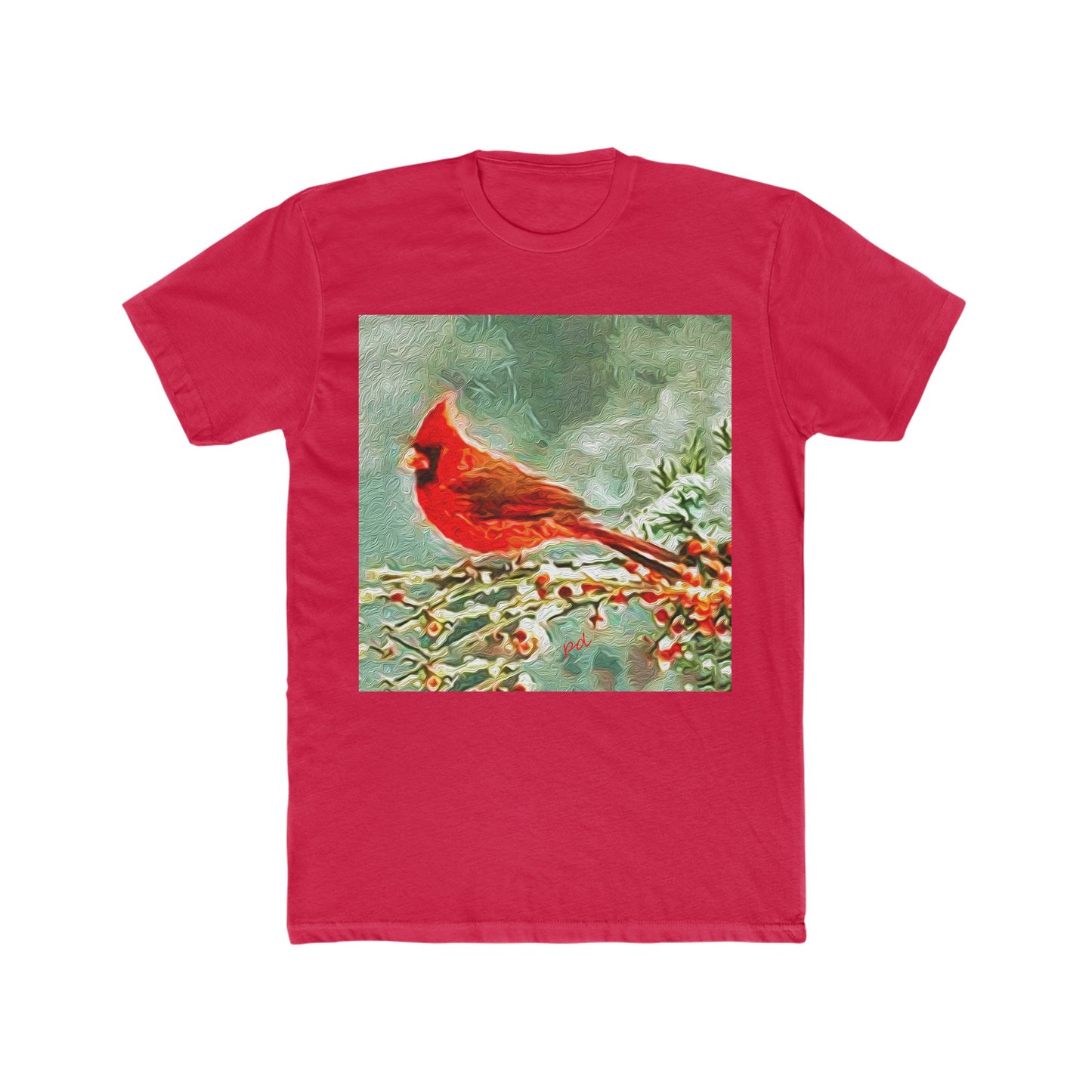 Winter Cardinal -- Men's Fitted Cotton Crew Tee