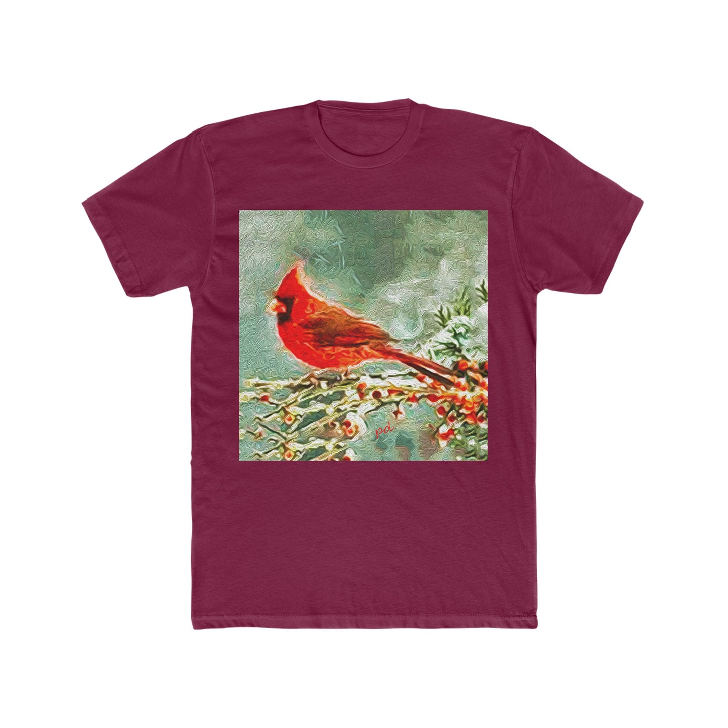 Winter Cardinal -- Men's Fitted Cotton Crew Tee