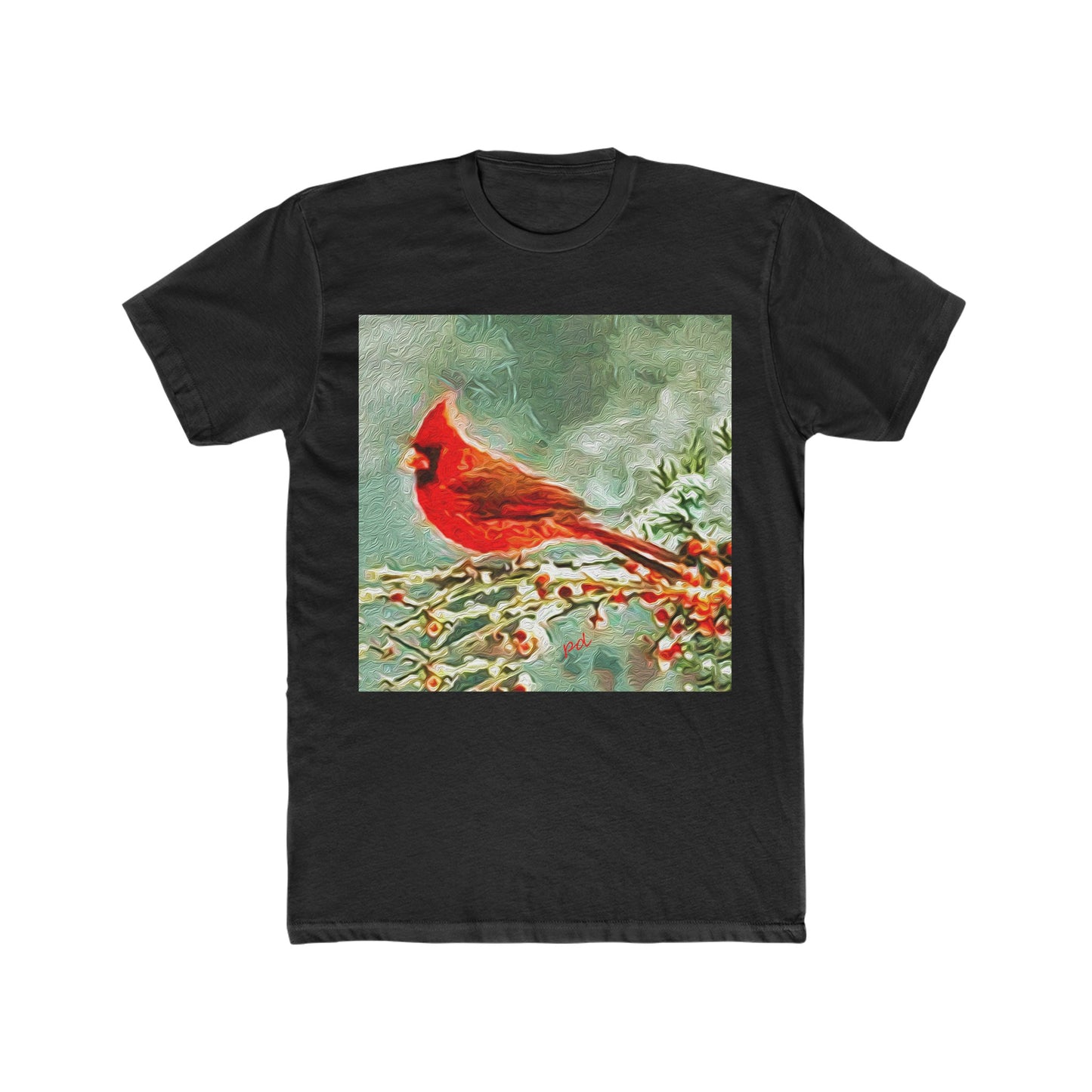 Winter Cardinal -- Men's Fitted Cotton Crew Tee