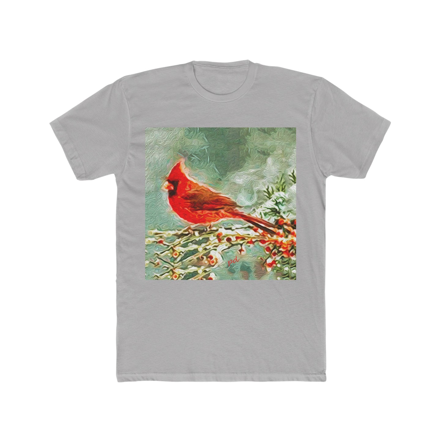 Winter Cardinal -- Men's Fitted Cotton Crew Tee