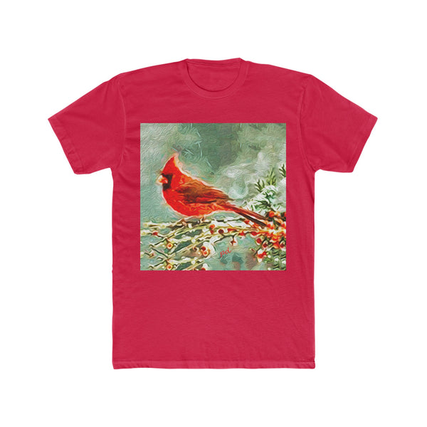 Winter Cardinal --  Men's Fitted Cotton Crew Tee