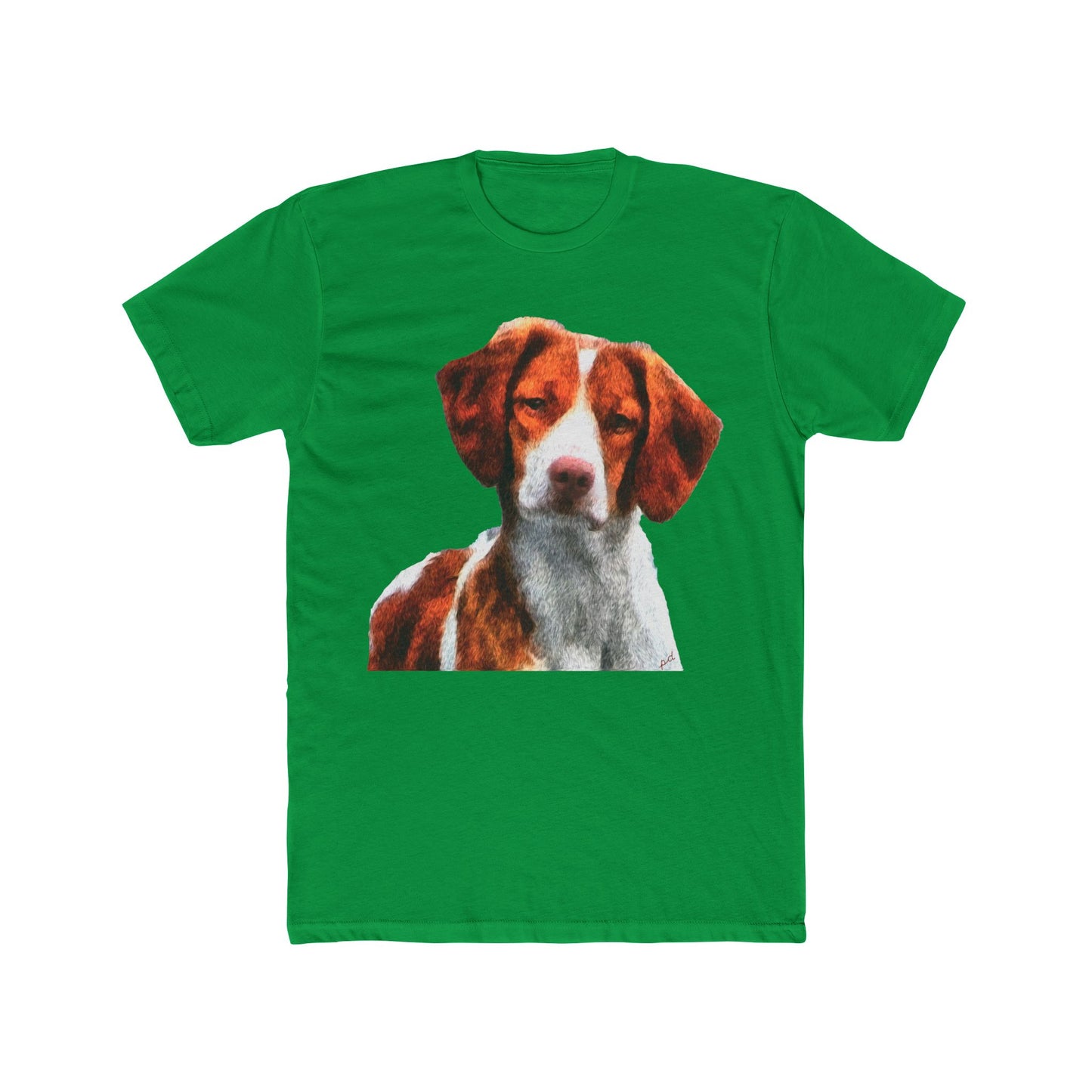 Brittany Spaniel 'Gunner' Men's Fitted Cotton Crew Tee