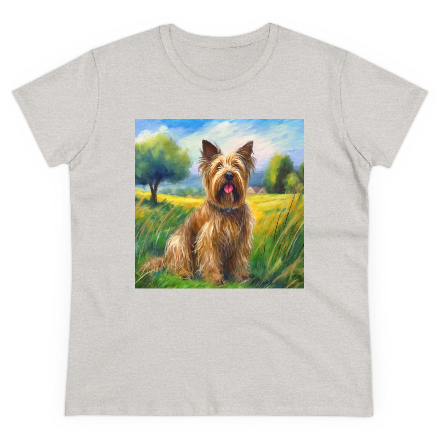 Briard in French Countryside Women's Midweight Cotton Tee