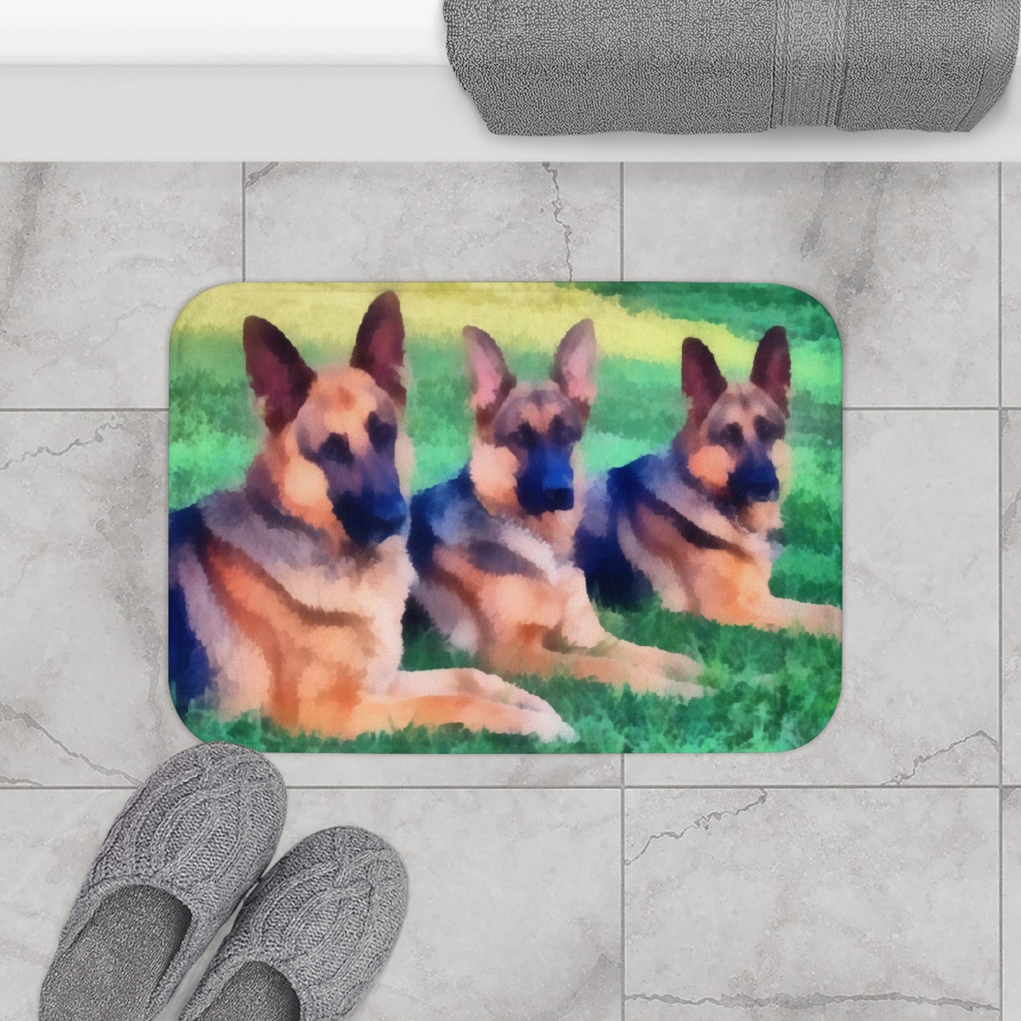 German Shepherd Trio Bath Rug Mat: Cozy Canine Comfort