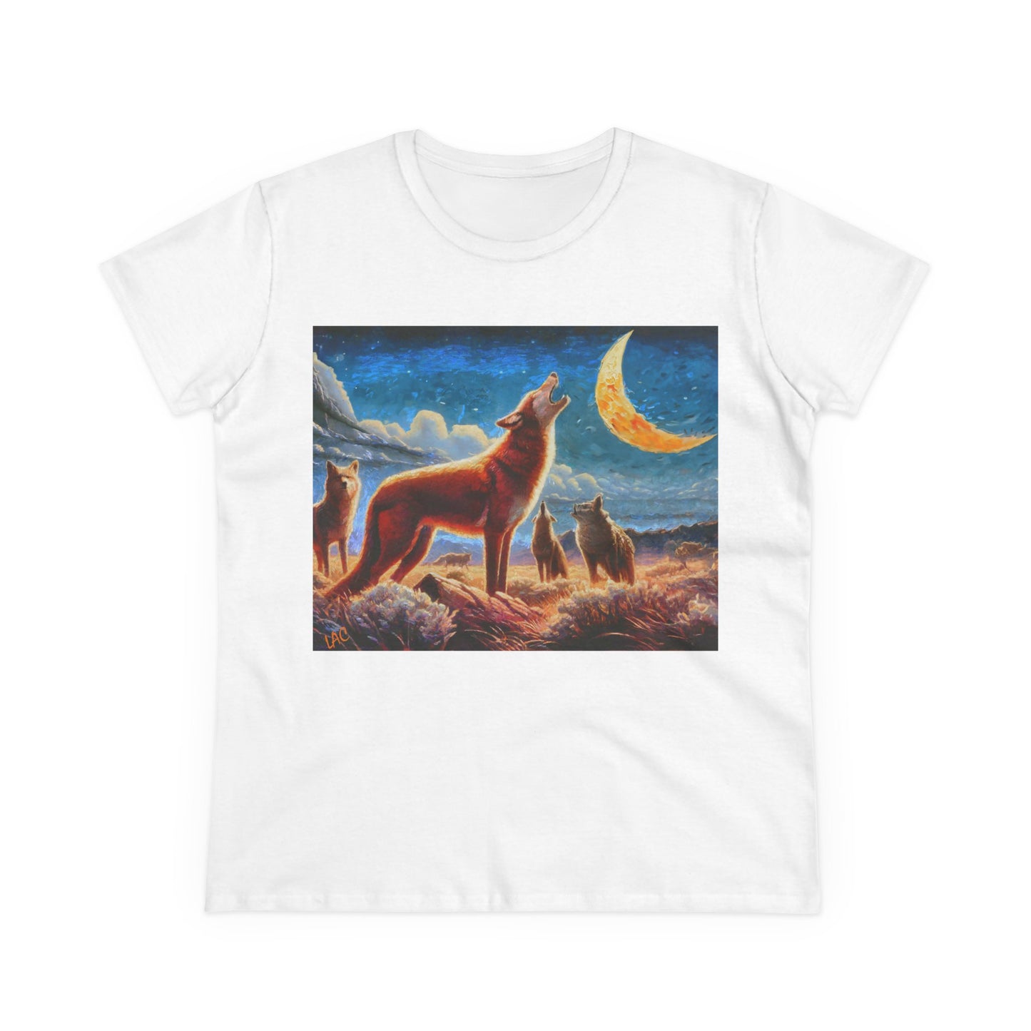 Coyotees under Moonlight Women's Midweight Cotton Tee