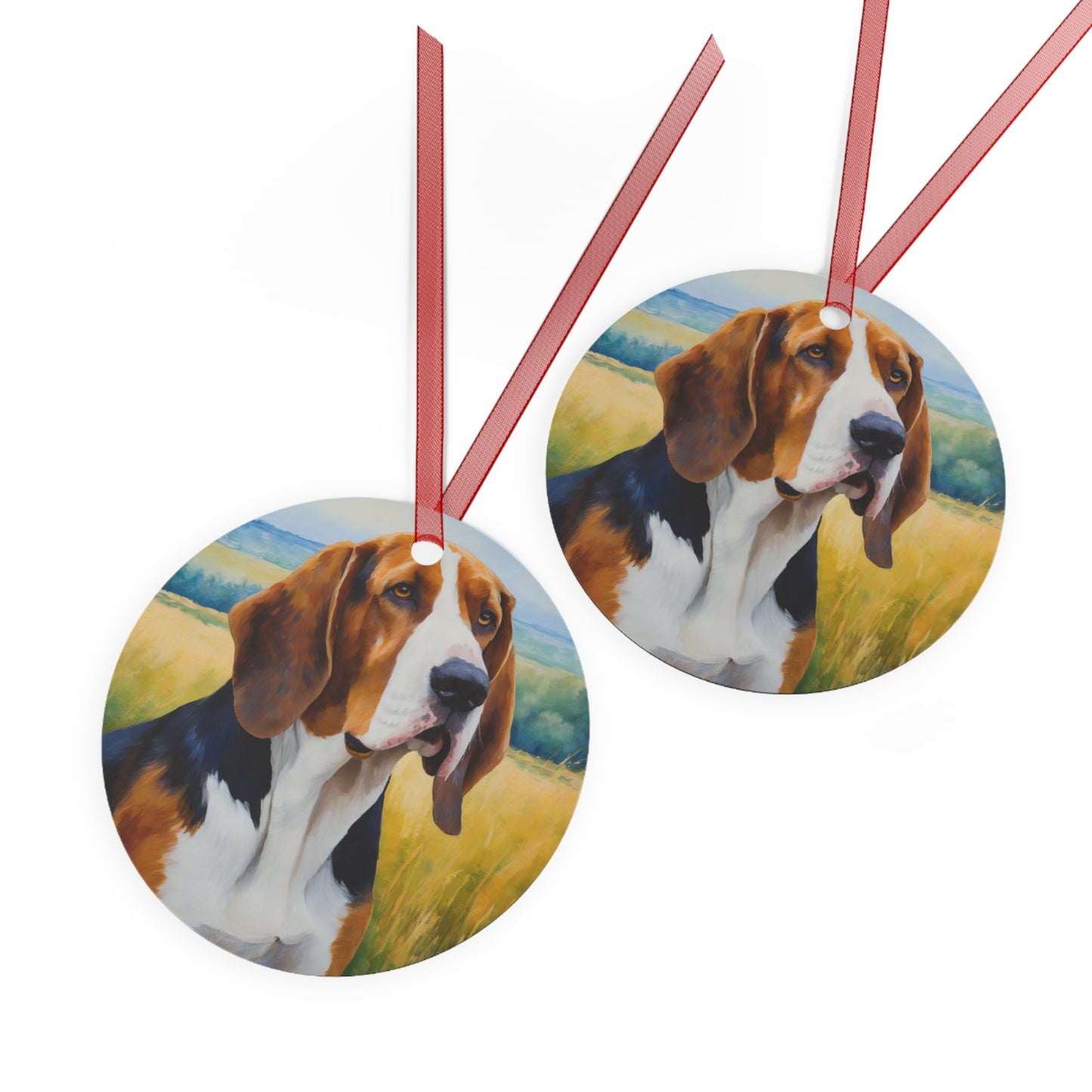 Whimsical American English Coonhound Metal Ornaments