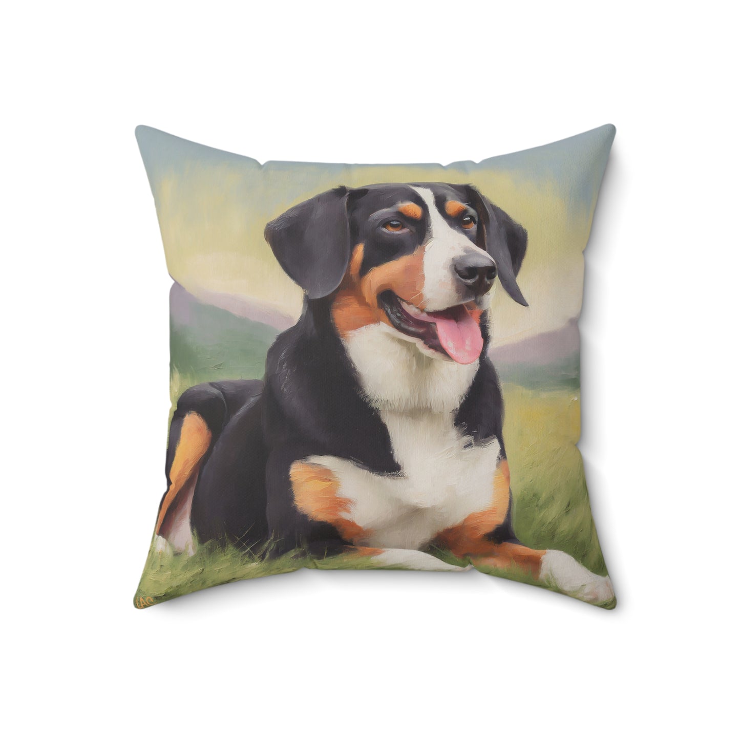 Entlebucher Mountain Dog Spun Polyester Throw Pillow