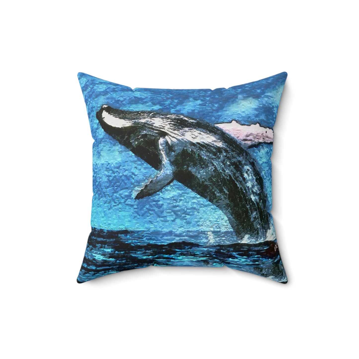 Humpback Whale Spun Polyester Throw Pillow