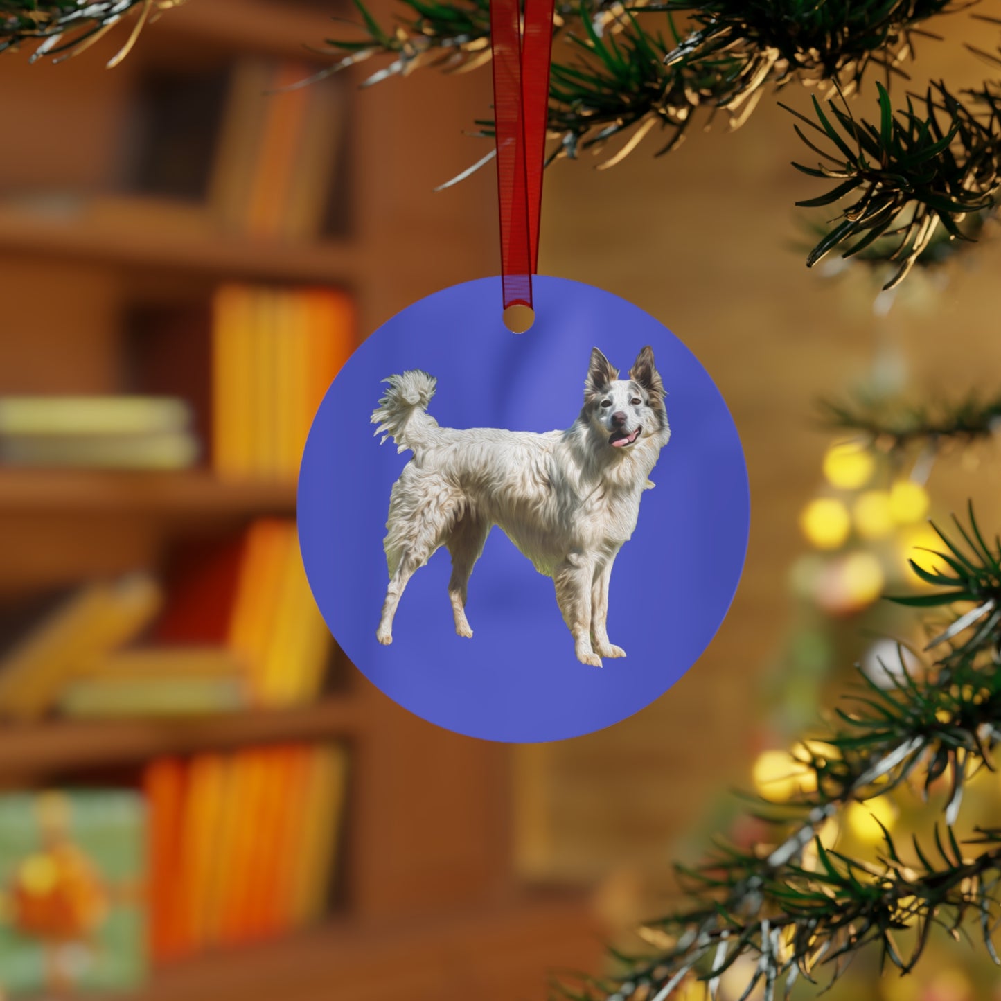 Pyrenean Shepherd Christmas Tree Metal Ornaments