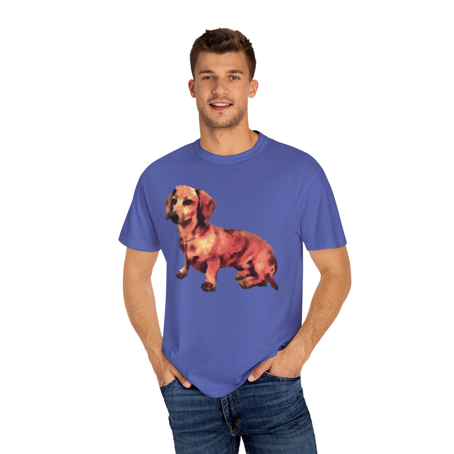 Dachshund 'Simone' Unisex Relaxed Fitted Garment-Dyed T-shirt