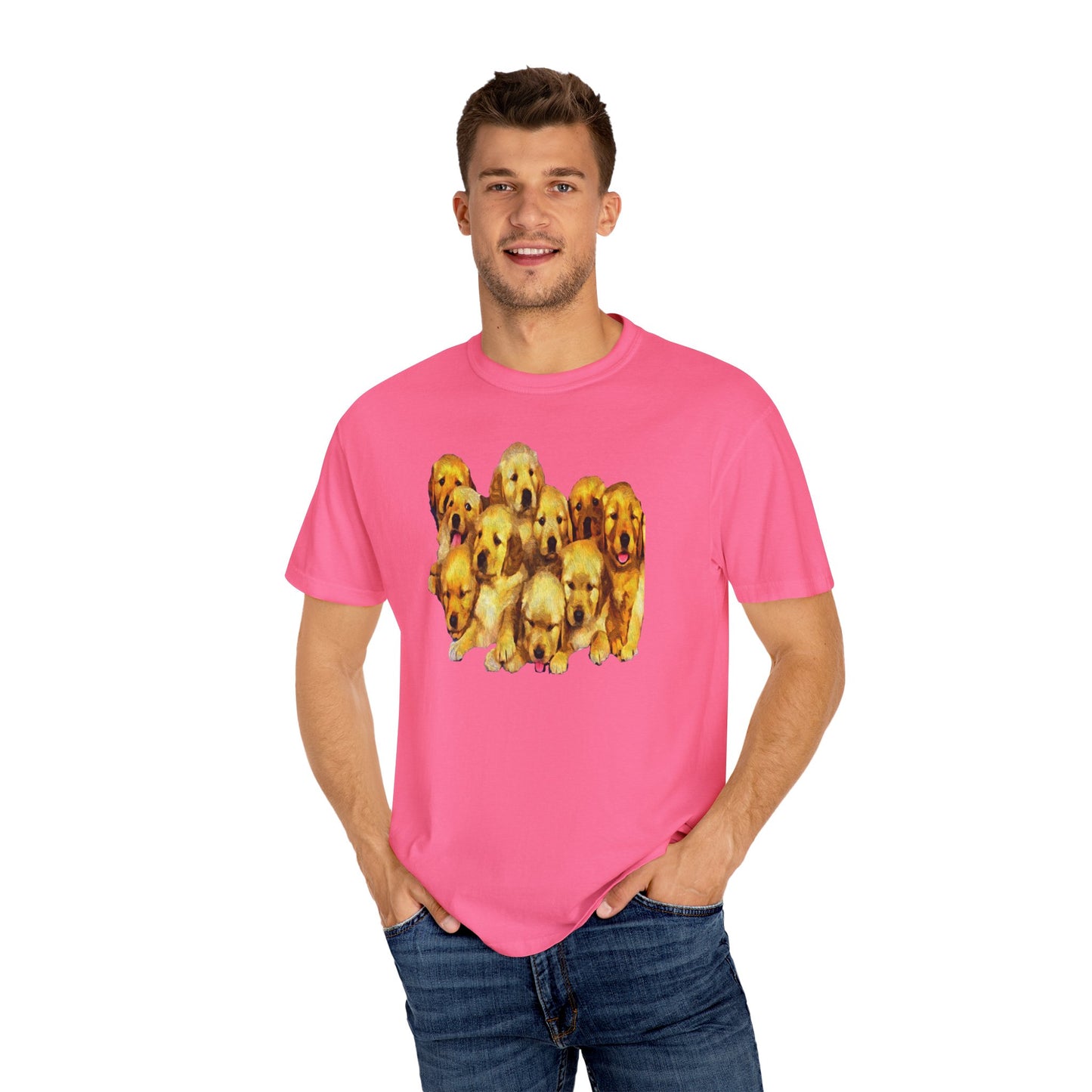 Golden Retriever Puppies Unisex-Adult Relaxed Fit Cotton T-shirt