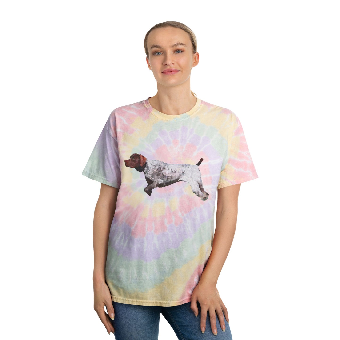 German Shorthair Pointer 'On Point' Unisex Tie-Dye Tee, Spiral