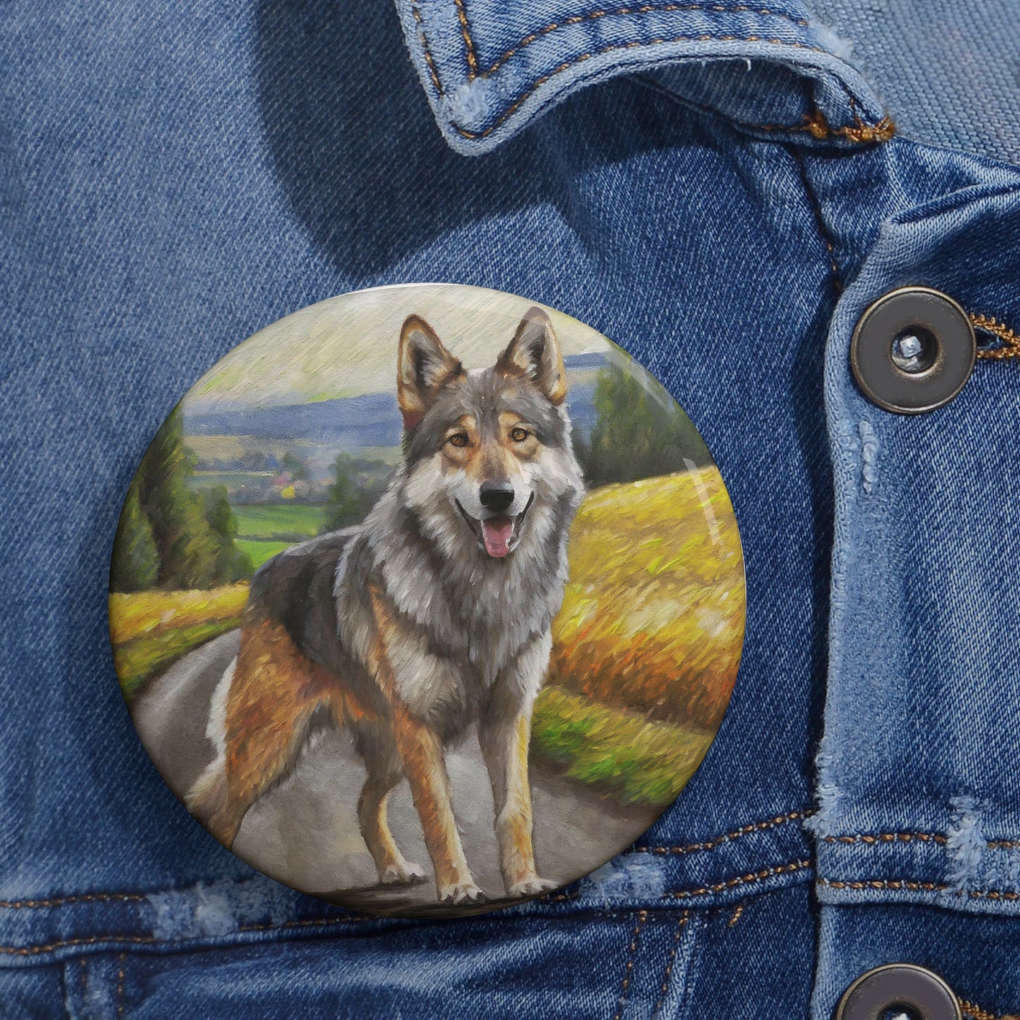 Czechoslovakian Vlcak 'Wolfdog' Metal Pinback Button