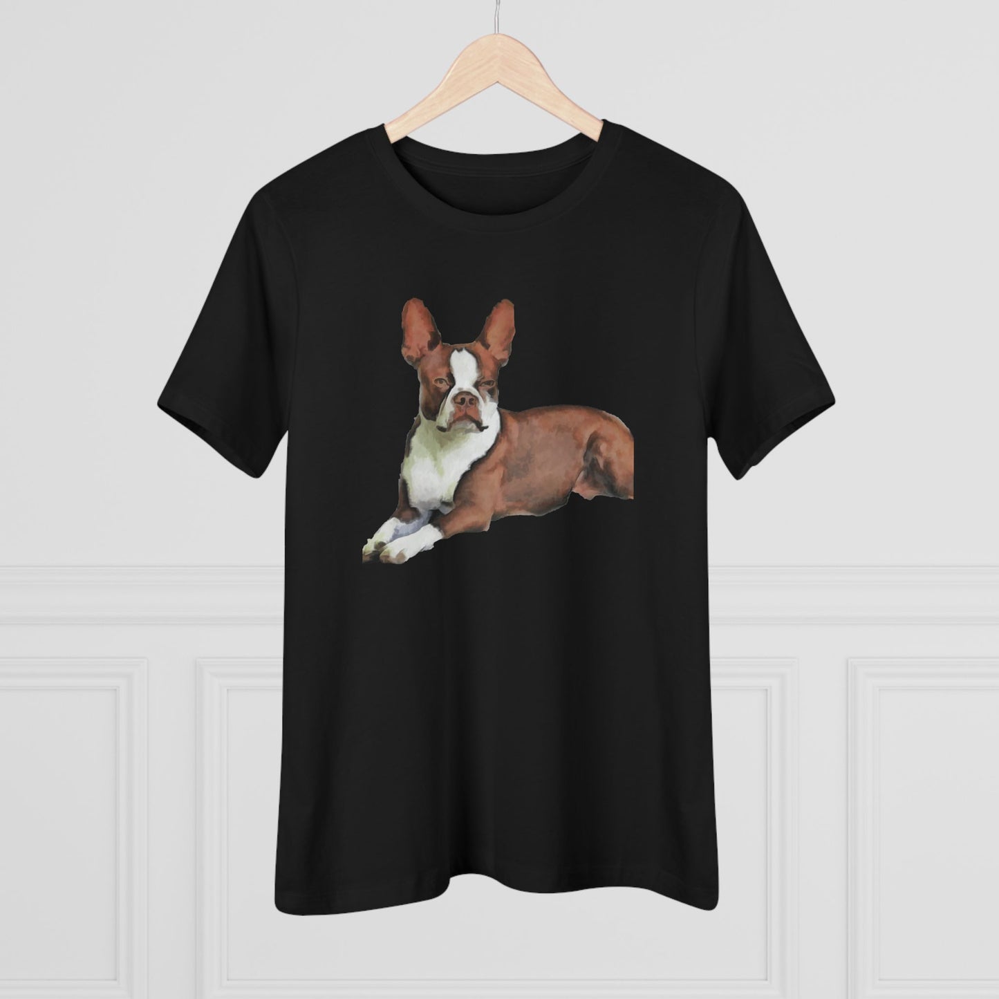 Boston Terrier Brown & White Women's Relaxed Cotton Tee