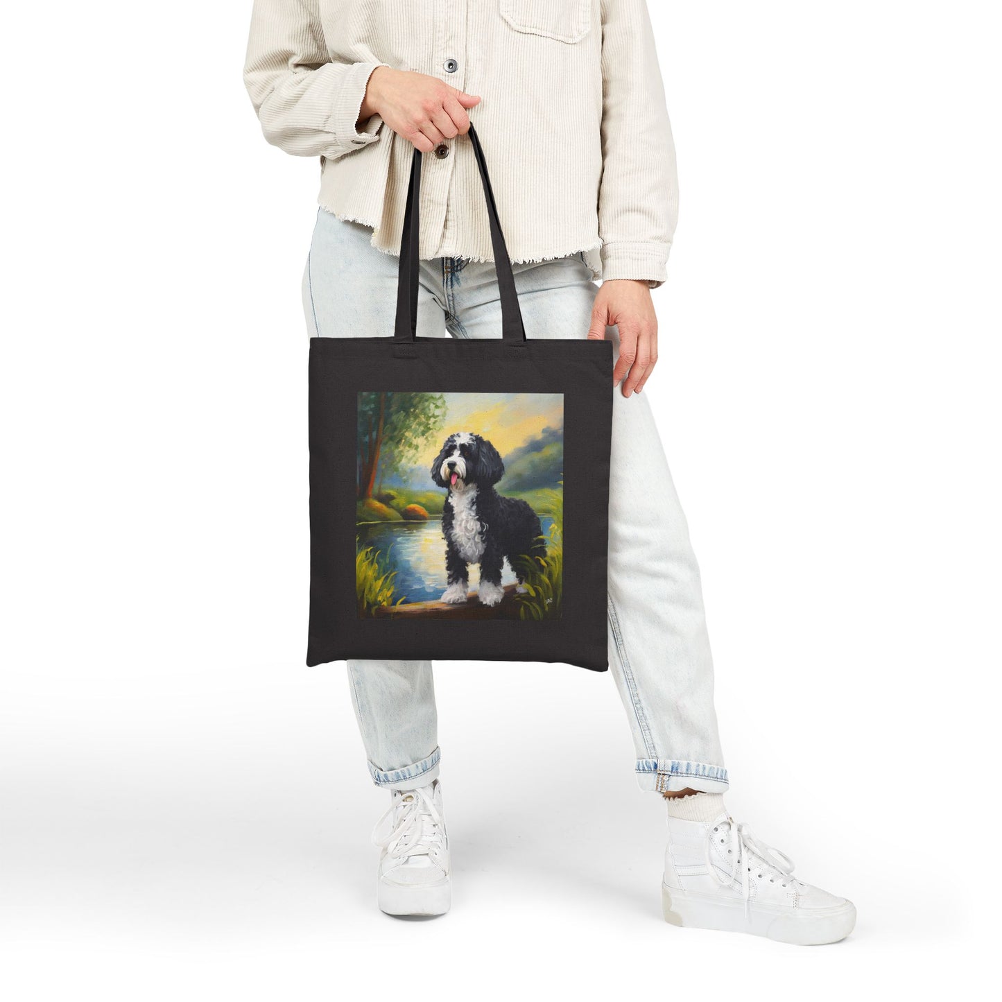 Portuguese Water Dog Cotton Canvas Tote Bag