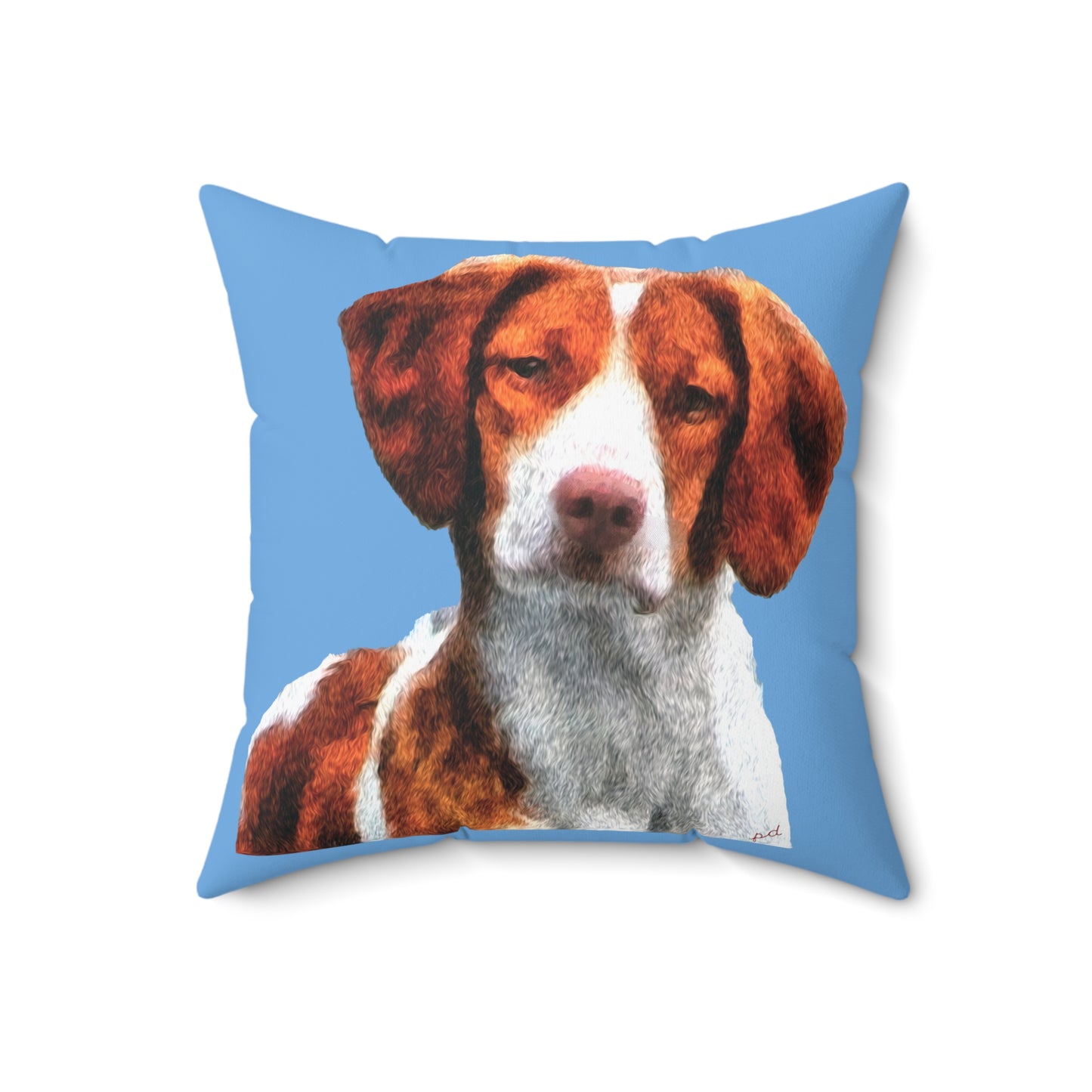 Brittany Spaniel 'Gunner' Spun Polyester Throw Pillow