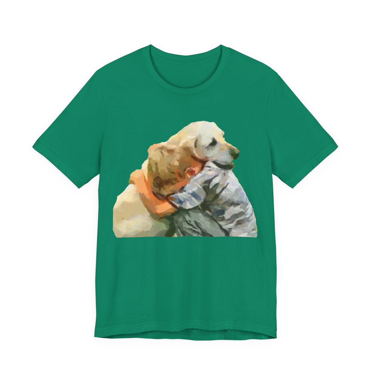 Yellow Labrador Retriever and Child - Unisex Jersey Short Sleeve Tee