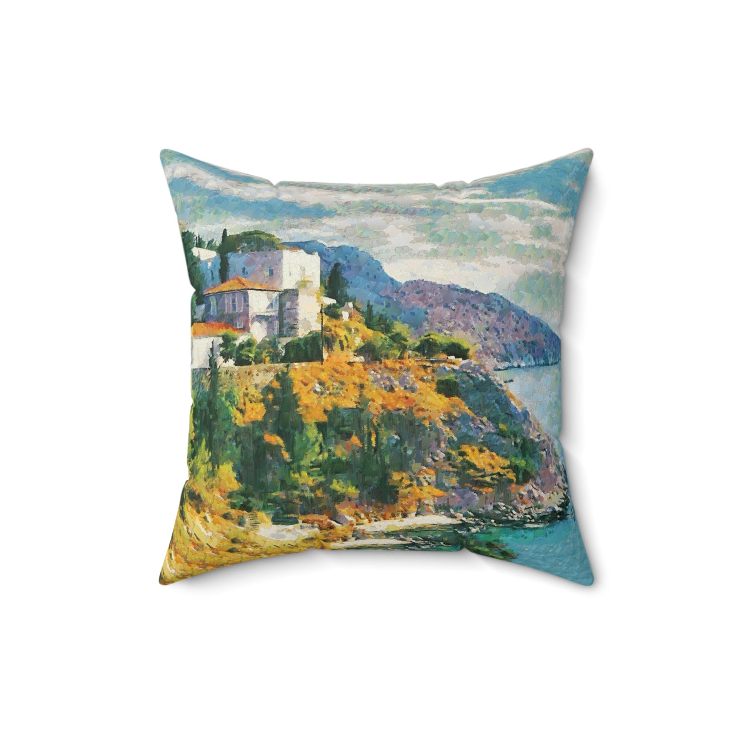Hydra (Greece) Hillside , Spun Polyester Throw Pillow